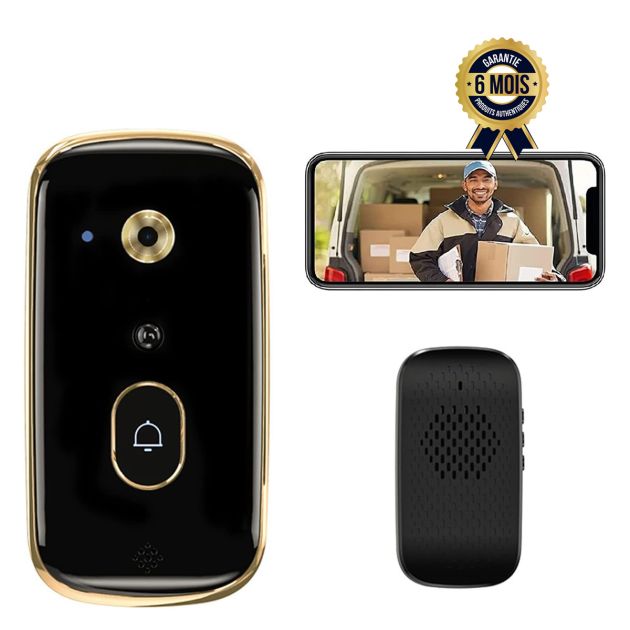 Caméra de Sonnette Intelligente sans Fil Tdoo Wi Fi 2 4 GHz avec Detecteur de Mouvement Vision Nocturne Conversation Bidirectionnelle - Garantie 6 mois