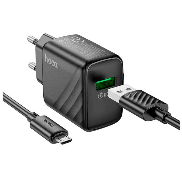 Chargeur Hoco Cs21A 18W 3A prise européenne avec Cable Micro USB